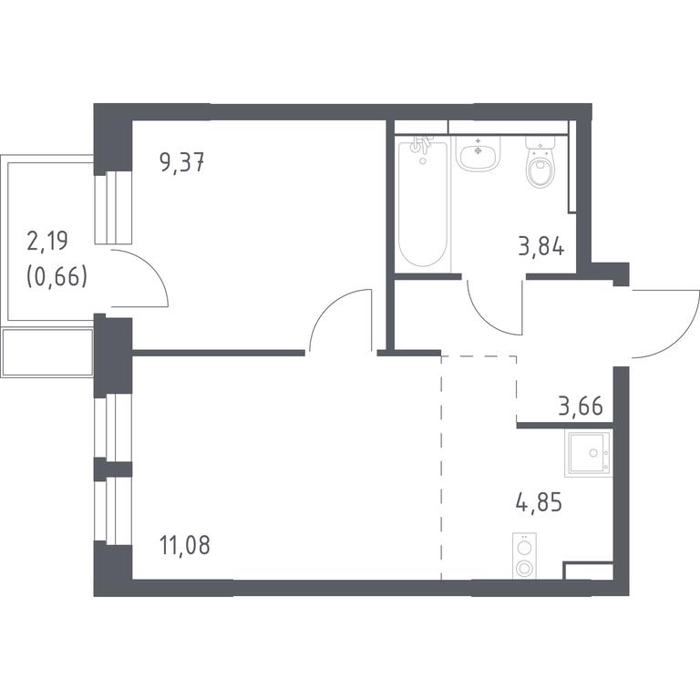 Apartment Sale, 33.46 sq. m. at Novoe Vidnoe, Kalinovka Village, Leninskiy City District, Moscow Region, Russia #1