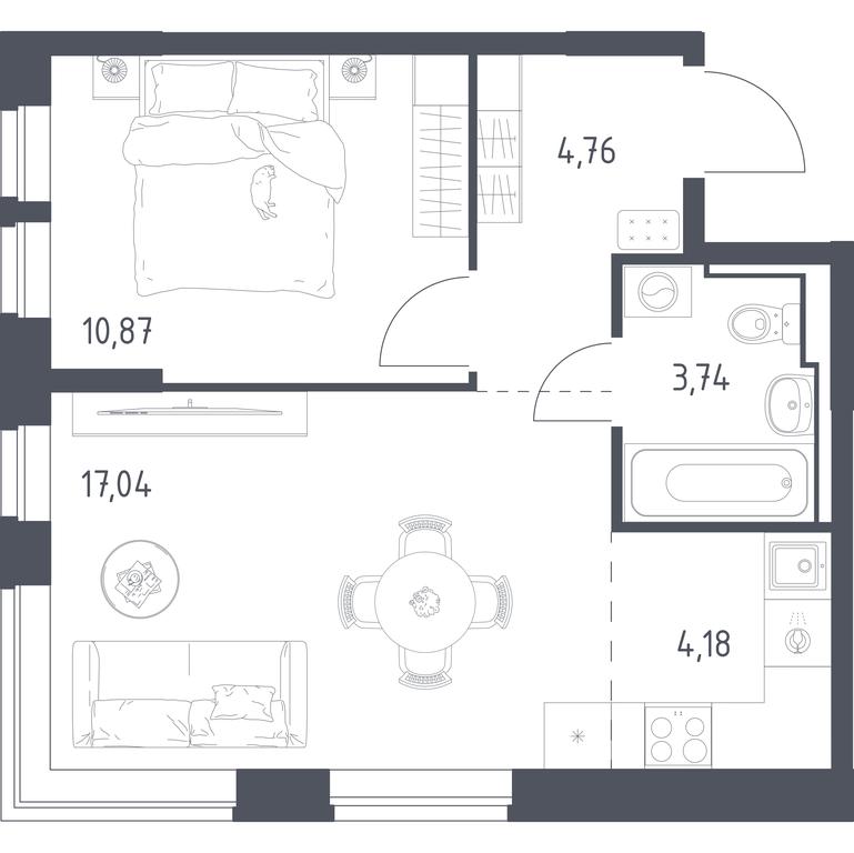 Apartment Sale, 40.59 sq. m. at Novoe Vidnoe, Kalinovka Village, Leninskiy City District, Moscow Region, Russia #1 Apartment Sale, 40.59 sq. m. at Novoe Vidnoe, Kalinovka Village, Leninskiy City District, Moscow Region, Russia #1