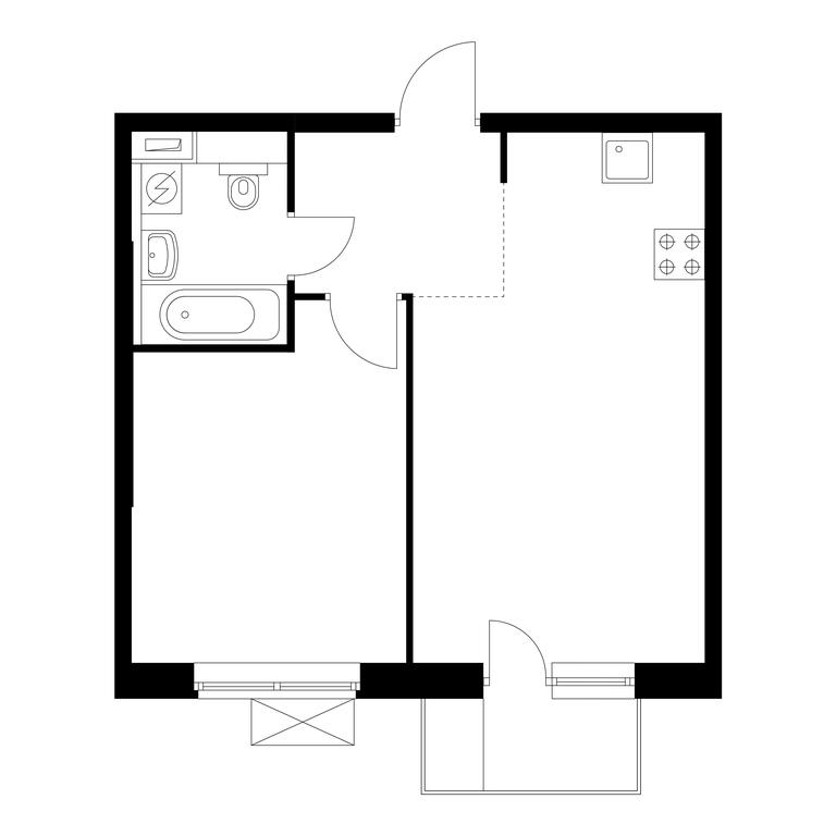 1-BD Apartment Sale, 39.9平方米 at Salarevo Park, Salaryevskaya Street, 8к1, Moskovskiy Settlement, Moscow, Russia #1