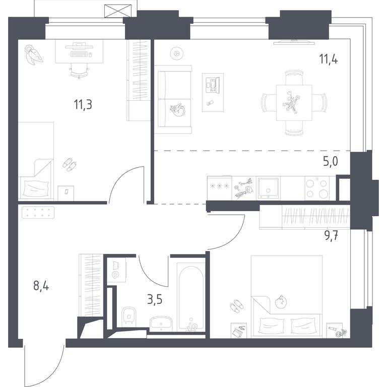 1-BD Apartment Sale, 49.28 sq. m. at Vereiskaya 41, Vereyskaya Street, 41, Moscow, Russia #1 1-BD Apartment Sale, 49.28 sq. m. at Vereiskaya 41, Vereyskaya Street, 41, Moscow, Russia #1