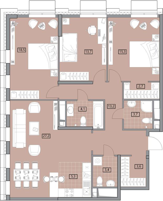 3-BD Apartment Sale, 111.4 sq. m. at Vesterdam, Aminyevskoye Highway, 4Дк1, Moscow, Russia #1 3-BD Apartment Sale, 111.4 sq. m. at Vesterdam, Aminyevskoye Highway, 4Дк1, Moscow, Russia #1