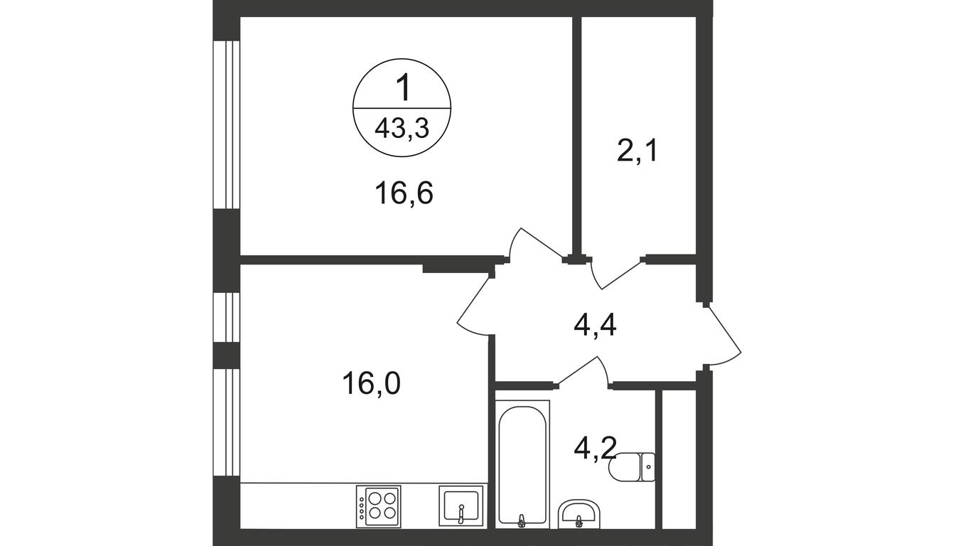 Apartment Sale, 43.4 sq. m. at Peredelkino Blizhnee, Korneya Chukovskogo Street, 1, Vnukovskoye Settlement, Moscow, Russia #1