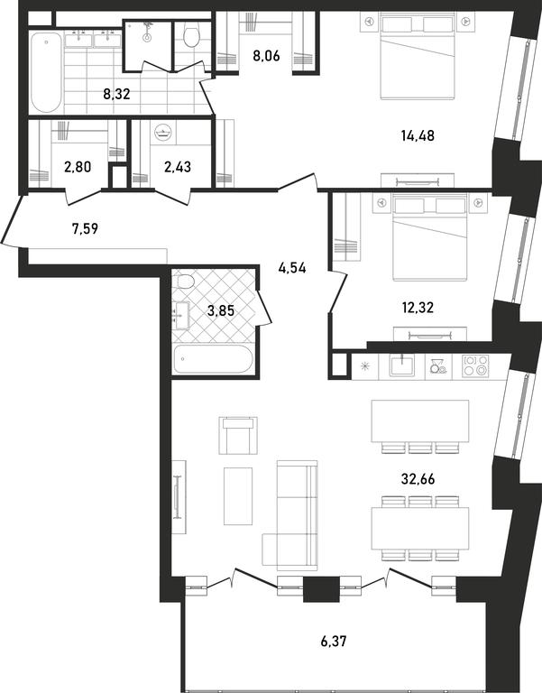 2-BD Apartment Sale, 103.33平方米 at Republic, Presnensky Val Street, 27с1, Moscow, Russia #1 2-BD Apartment Sale, 103.33平方米 at Republic, Presnensky Val Street, 27с1, Moscow, Russia #1