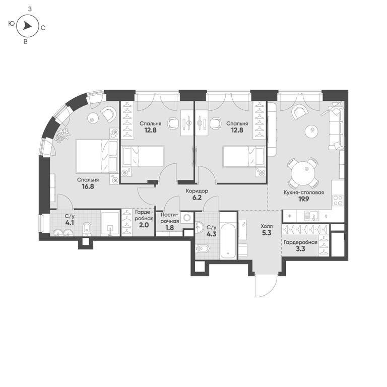 3-BD Apartment Sale, 89.3 sq. m. at Mariinn Park, Oktyabrskaya Street, 103, Moscow, Russia #1 3-BD Apartment Sale, 89.3 sq. m. at Mariinn Park, Oktyabrskaya Street, 103, Moscow, Russia #1
