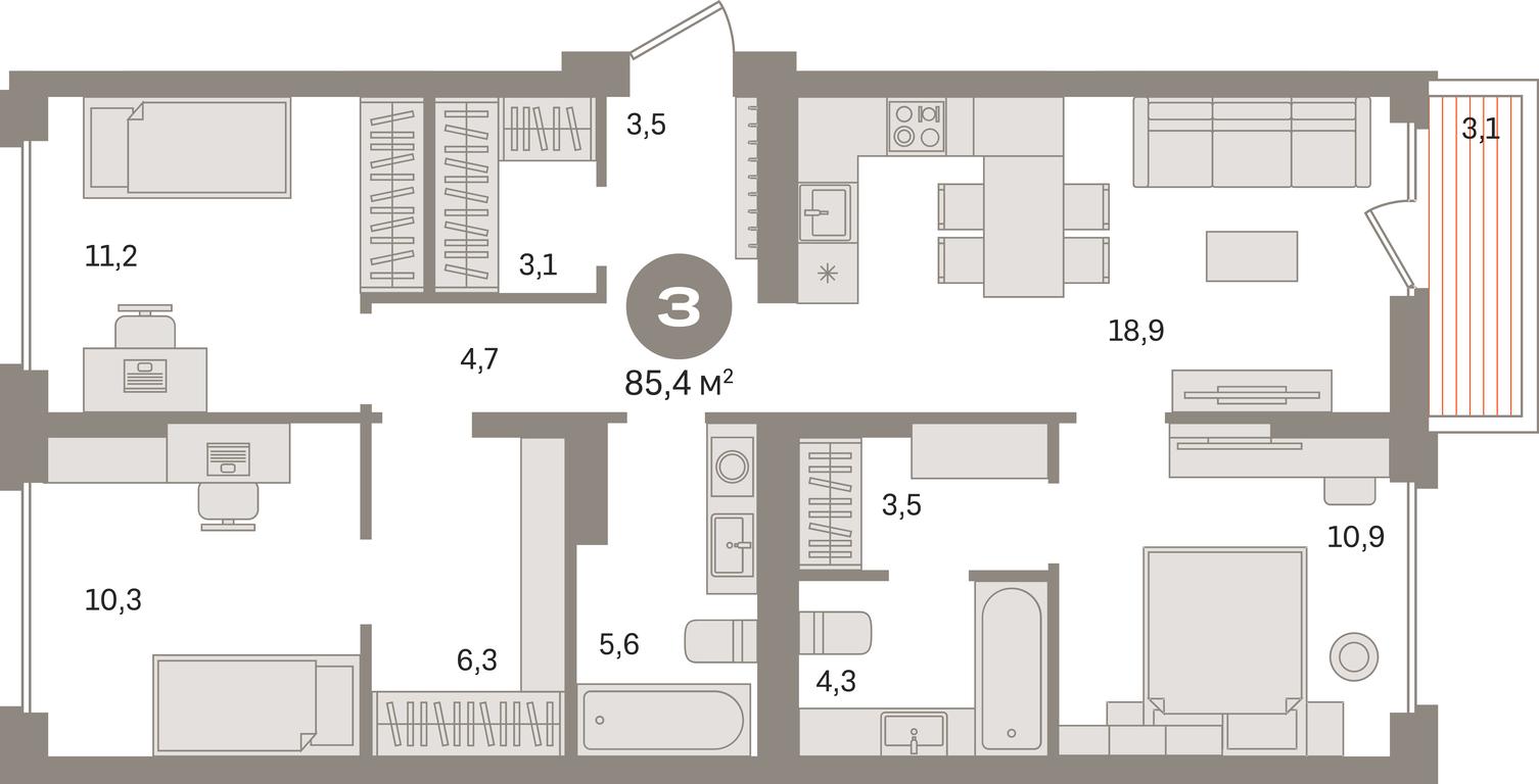 Продажа 3-комн. квартиры, 85,4 м² в ЖК «Первый квартал», Калиновая улица, деревня Сапроново, Ленинский городской округ, Московская область, Россия #1 Продажа 3-комн. квартиры, 85,4 м² в ЖК «Первый квартал», Калиновая улица, деревня Сапроново, Ленинский городской округ, Московская область, Россия #1