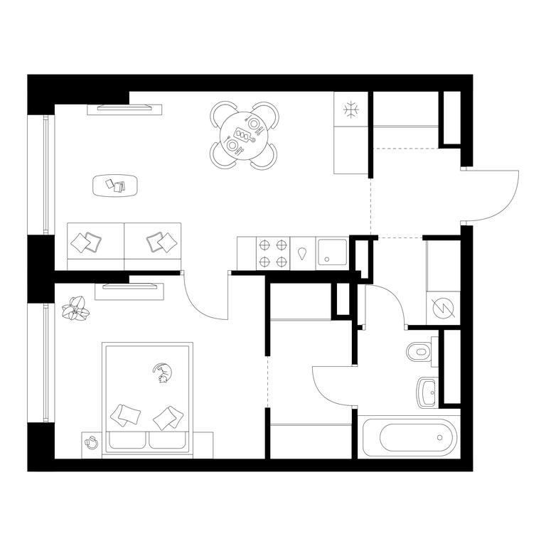 1-BD Apartment Sale, 42.5 sq. m. at Moskvoreche, Kotlyakovskaya Street, Moscow, Russia #2
