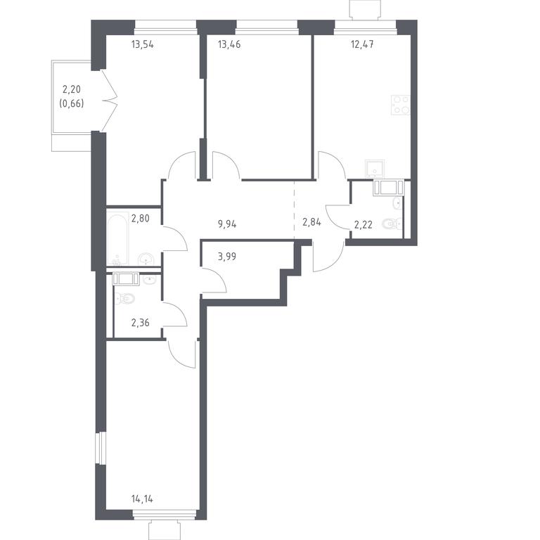 2-BD Apartment Sale, 77.3平方米 at Tomilino Park, 1-y kvartal, posyolok Zhilino-1, Lubertsy City District, Moscow Region, Russia #1 2-BD Apartment Sale, 77.3平方米 at Tomilino Park, 1-y kvartal, posyolok Zhilino-1, Lubertsy City District, Moscow Region, Russia #1
