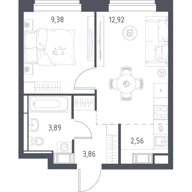 Apartment Sale, 32.1 sq. m. at Pribrezhnyi Park, Pribrezhniy Park Residential Complex, Village of Yam, Domodedovo City District, Moscow Region, Russia #1