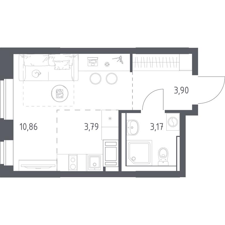 Apartment Sale, 21.5平方米 at Pribrezhnyi Park, Pribrezhniy Park Residential Complex, Village of Yam, Domodedovo City District, Moscow Region, Russia #1