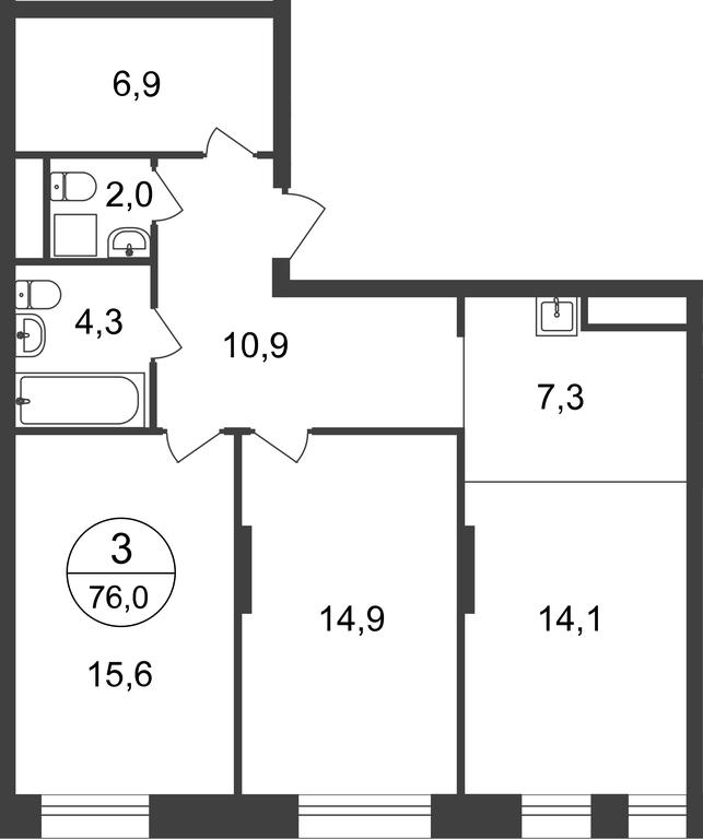 Продажа 3-комн. квартиры, 76 м² в ЖК «Первый Московский», улица Бианки, 1, Московский, Москва, Россия #1 Продажа 3-комн. квартиры, 76 м² в ЖК «Первый Московский», улица Бианки, 1, Московский, Москва, Россия #1