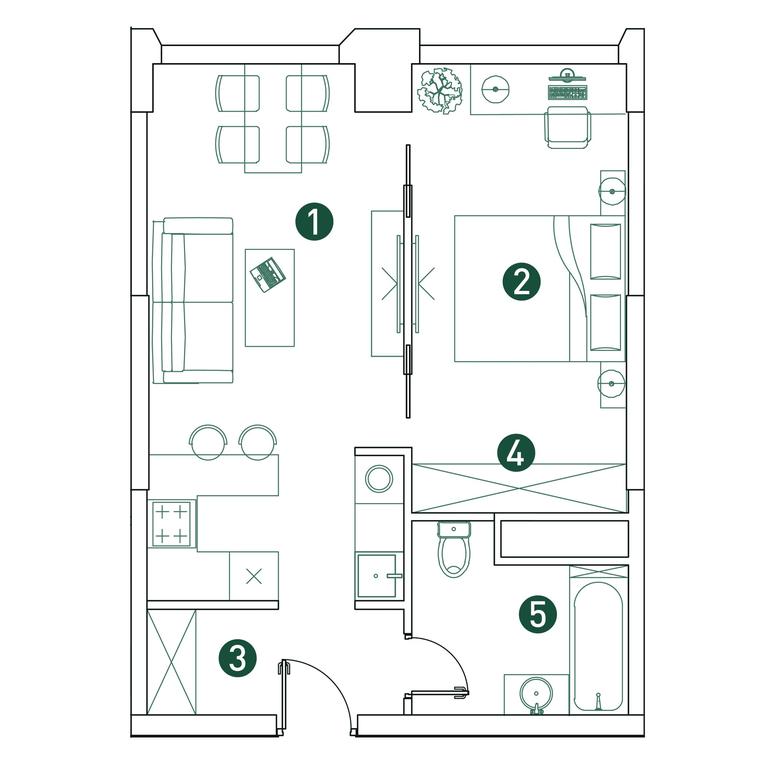1-BD Apartment Sale, 45.3平方米 at Very, Botanicheskaya Street, 29, Moscow, Russia #2