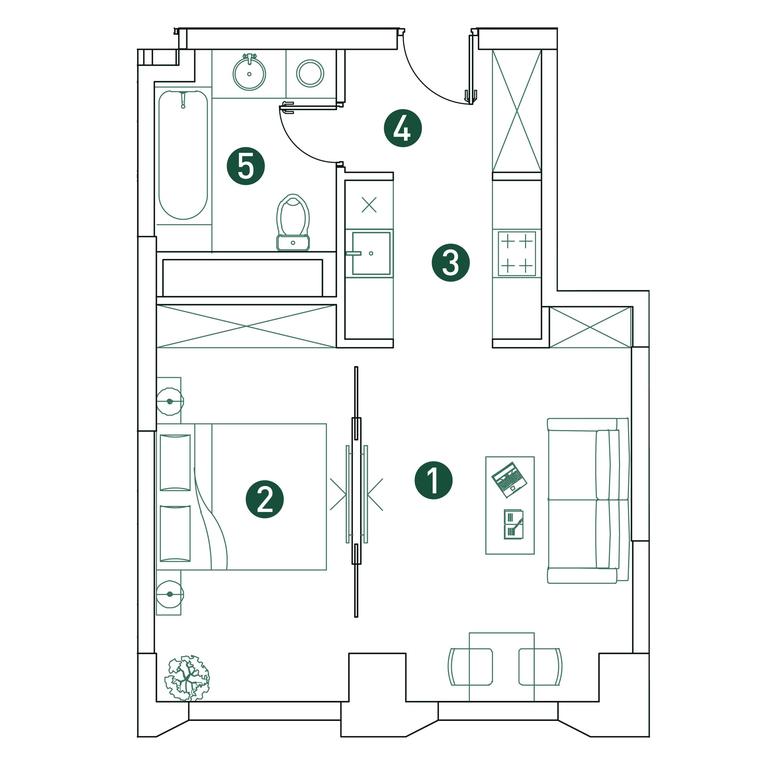1-BD Apartment Sale, 40.5 sq. m. at Very, Botanicheskaya Street, 29, Moscow, Russia #2