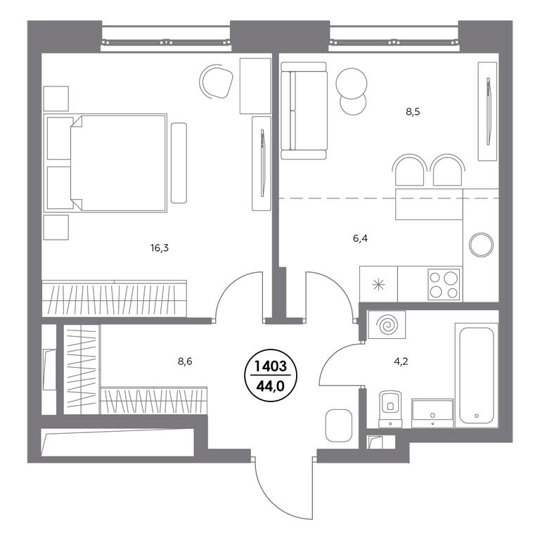 2-BD Apartment Sale, 44 sq. m. at Admiral, Shosseynaya Street, 4А, Moscow, Russia #2 2-BD Apartment Sale, 44 sq. m. at Admiral, Shosseynaya Street, 4А, Moscow, Russia #2