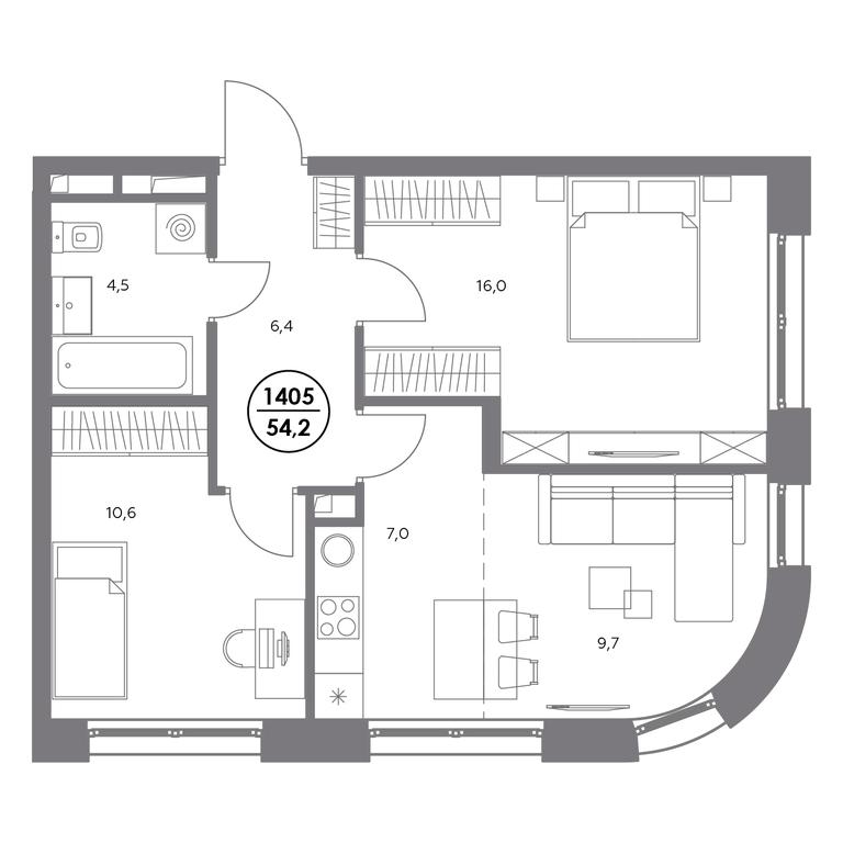 3-BD Apartment Sale, 54.2 sq. m. at Admiral, Shosseynaya Street, 4А, Moscow, Russia #2