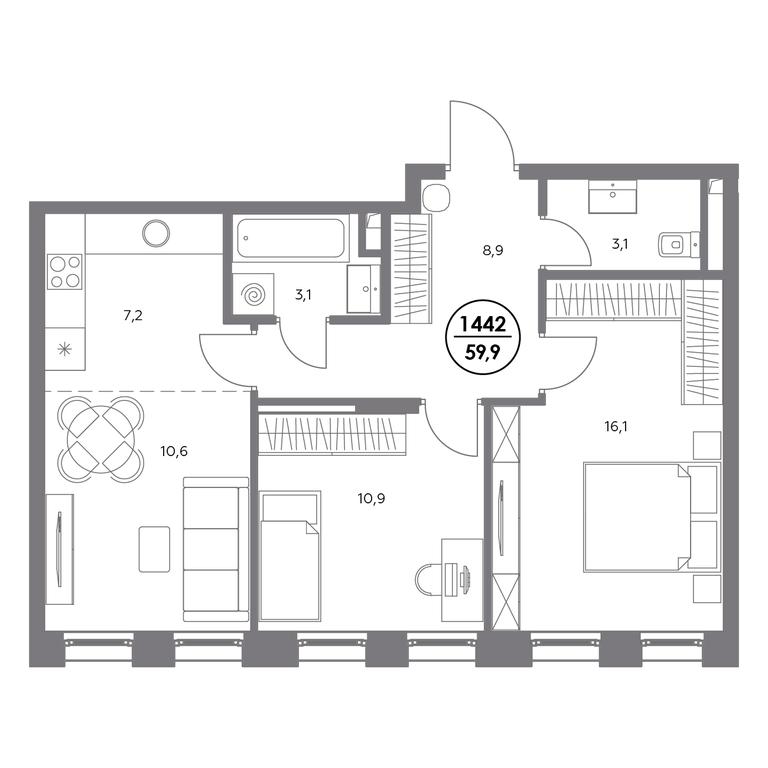 3-BD Apartment Sale, 59.9 sq. m. at Admiral, Shosseynaya Street, 4А, Moscow, Russia #2 3-BD Apartment Sale, 59.9 sq. m. at Admiral, Shosseynaya Street, 4А, Moscow, Russia #2