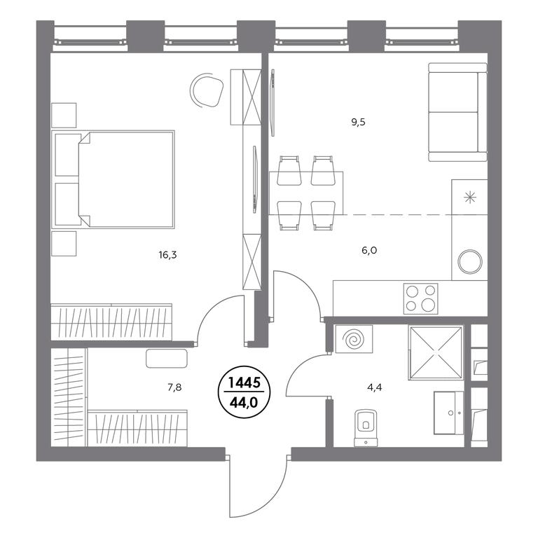 2-BD Apartment Sale, 44 sq. m. at Admiral, Shosseynaya Street, 4А, Moscow, Russia #2