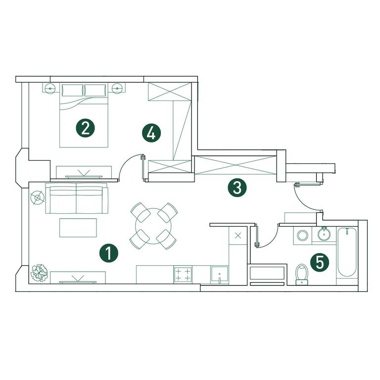 1-BD Apartment Sale, 51.2 sq. m. at Very, Botanicheskaya Street, 29, Moscow, Russia #2