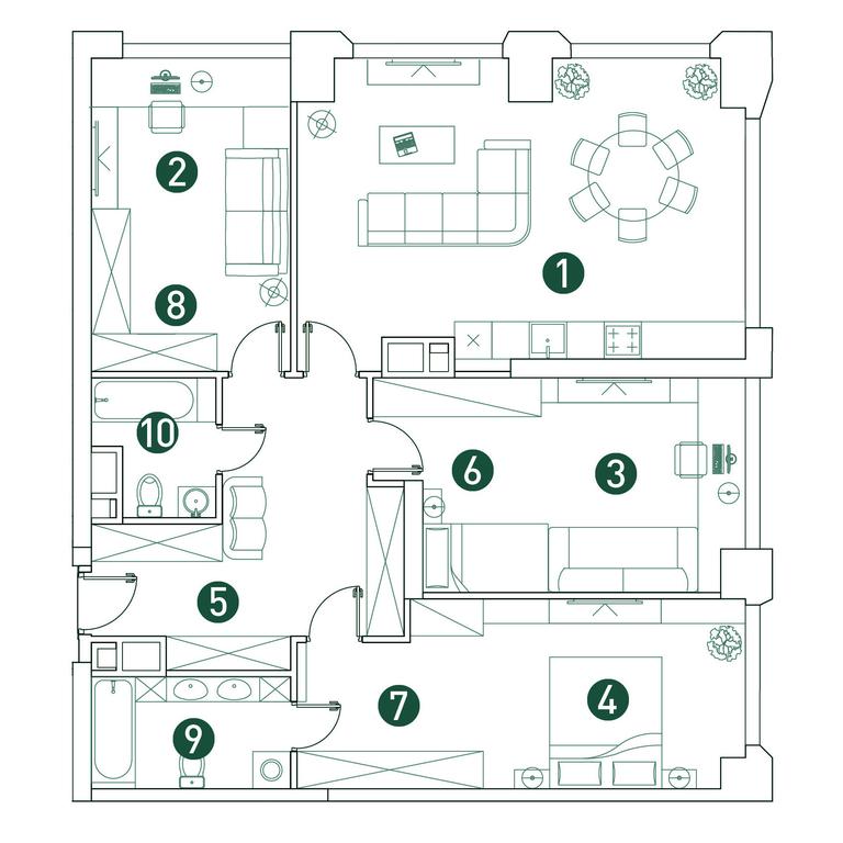 3-BD Apartment Sale, 114.4 sq. m. at Very, Botanicheskaya Street, 29, Moscow, Russia #2