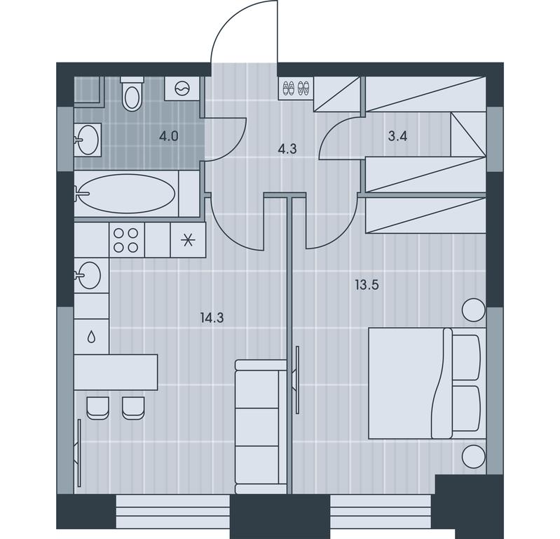 1-BD Apartment Sale, 39.5 sq. m. at Ever, Obrucheva Street, вл23, Moscow, Russia #1