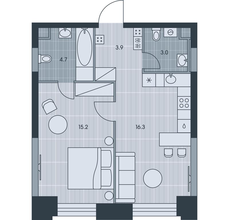 1-BD Apartment Sale, 43.1 sq. m. at Ever, Obrucheva Street, вл23, Moscow, Russia #1 1-BD Apartment Sale, 43.1 sq. m. at Ever, Obrucheva Street, вл23, Moscow, Russia #1