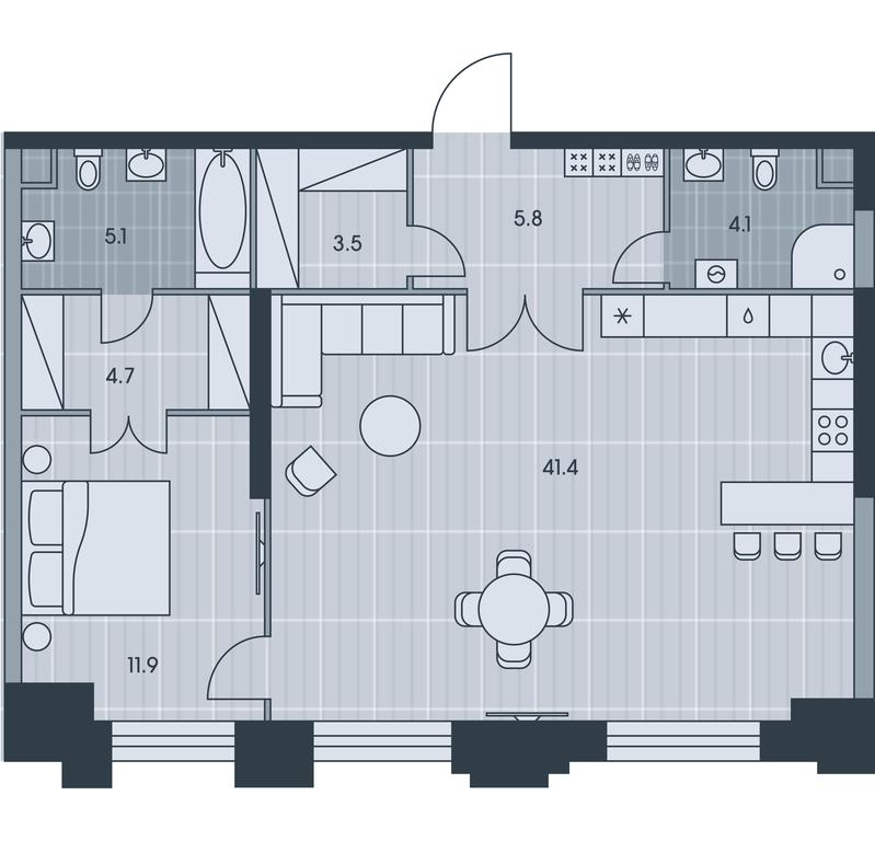 1-BD Apartment Sale, 76.5 sq. m. at Ever, Obrucheva Street, вл23, Moscow, Russia #1