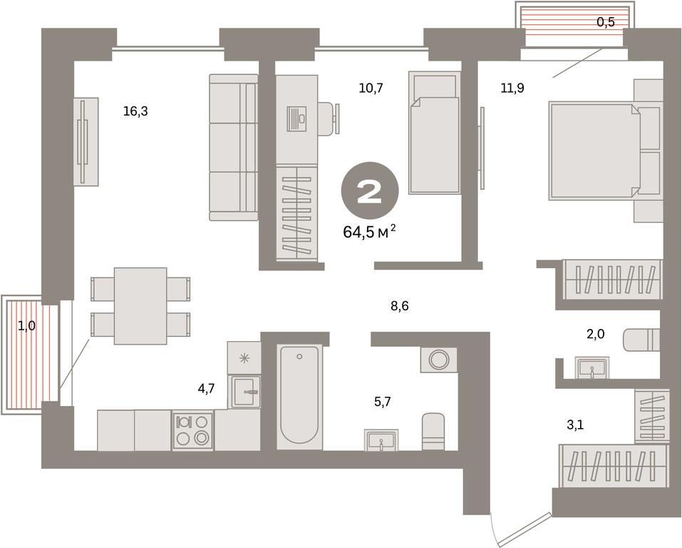 2-BD Apartment Sale, 64.5 sq. m. at Kvartal Metronom, Tagilskaya Street, Moscow, Russia #1 2-BD Apartment Sale, 64.5 sq. m. at Kvartal Metronom, Tagilskaya Street, Moscow, Russia #1