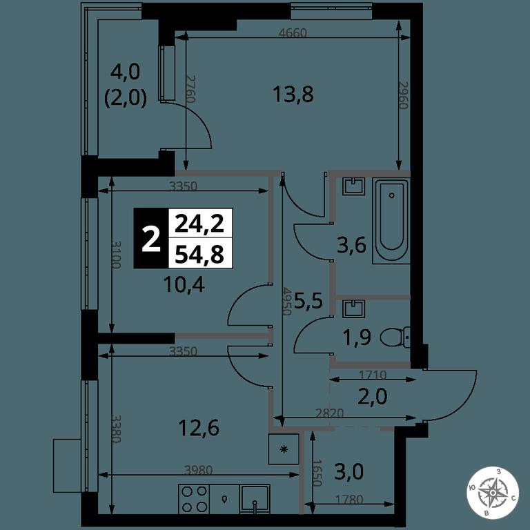 2-BD Apartment Sale, 54.8平方米 at 1 Yasenevskij, Kvartal № 24, Mosrentgen Settlement, Moscow, Russia #1 2-BD Apartment Sale, 54.8平方米 at 1 Yasenevskij, Kvartal № 24, Mosrentgen Settlement, Moscow, Russia #1
