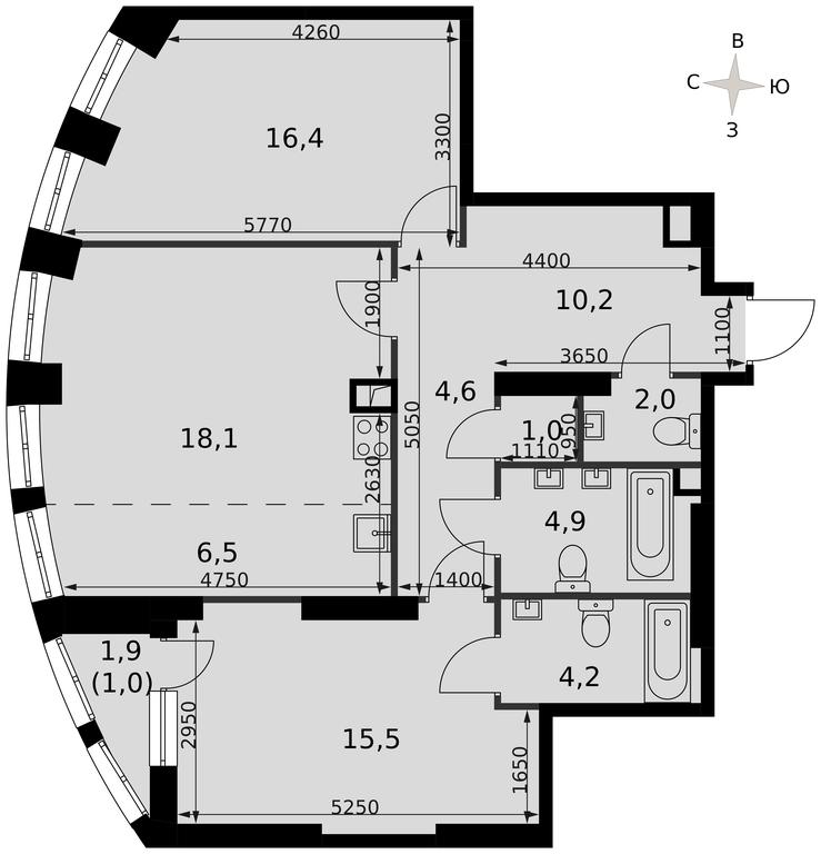 3-BD Apartment Sale, 83.8平方米 at Sydney City, Shenogina Street, 2, Moscow, Russia #2