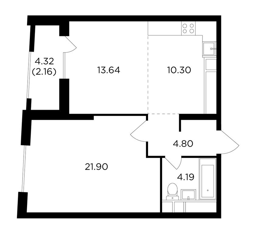 1-BD Apartment Sale, 56.7 sq. m. at KutuzovGRAD I, Ryabinovaya Street, 3к1, Moscow, Russia #1