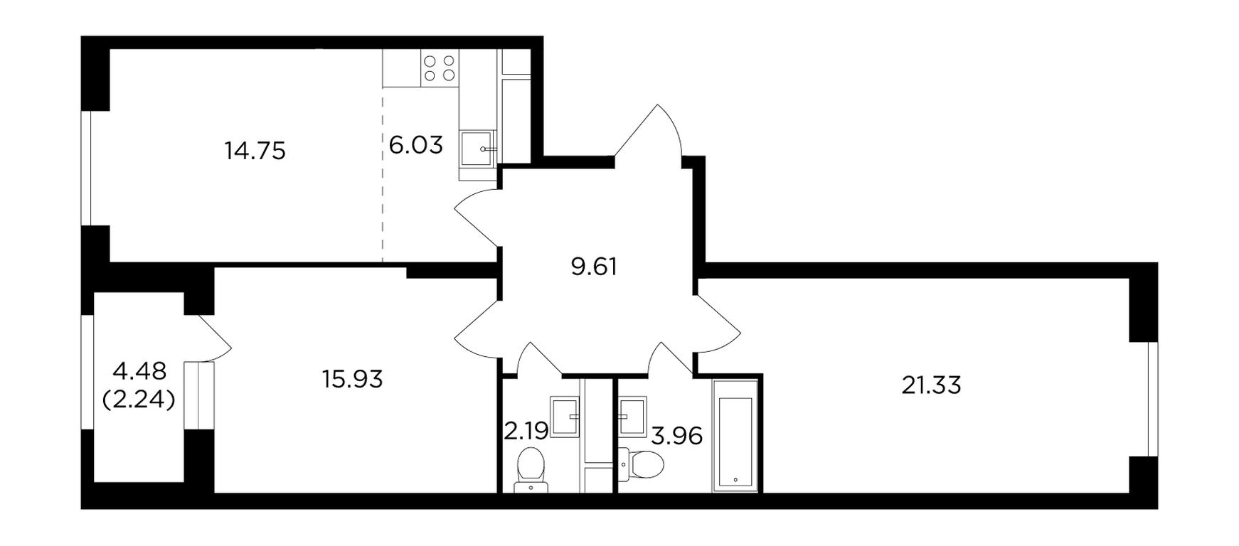 2-BD Apartment Sale, 74.8 sq. m. at KutuzovGRAD I, Ryabinovaya Street, 3к1, Moscow, Russia #1