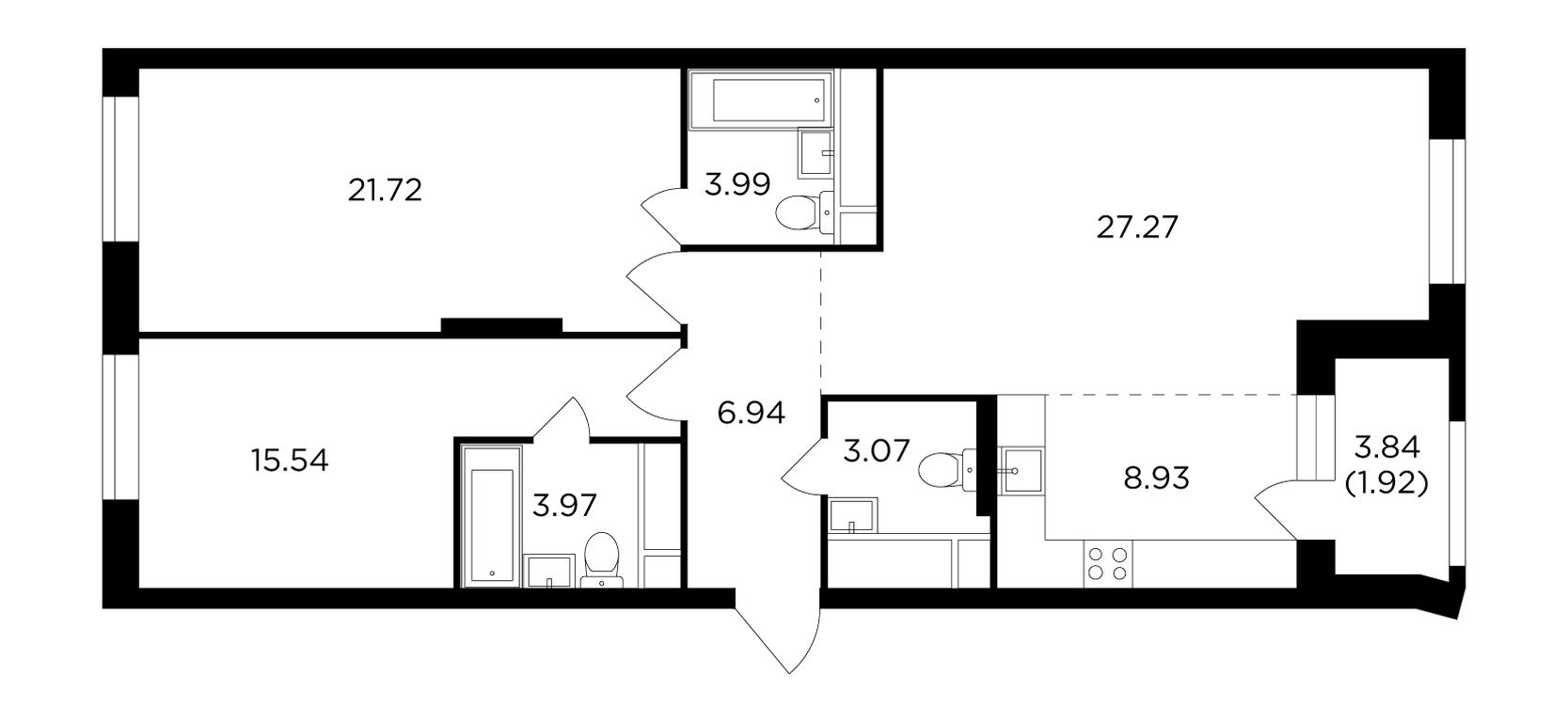 2-BD Apartment Sale, 93.3 sq. m. at KutuzovGRAD I, Ryabinovaya Street, 3к1, Moscow, Russia #1