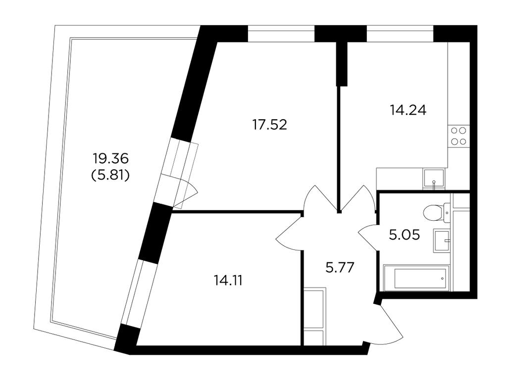 2-BD Apartment Sale, 63.3 sq. m. at KutuzovGRAD I, Ryabinovaya Street, 3к1, Moscow, Russia #1