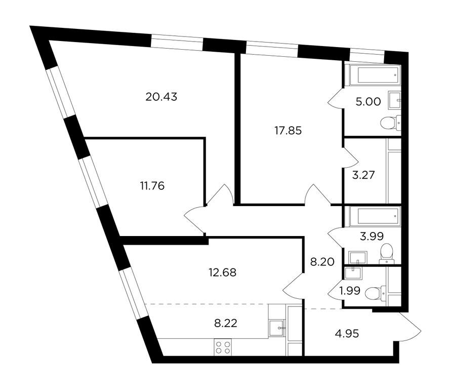 3-BD Apartment Sale, 98.4 sq. m. at KutuzovGRAD I, Ryabinovaya Street, 3к1, Moscow, Russia #1