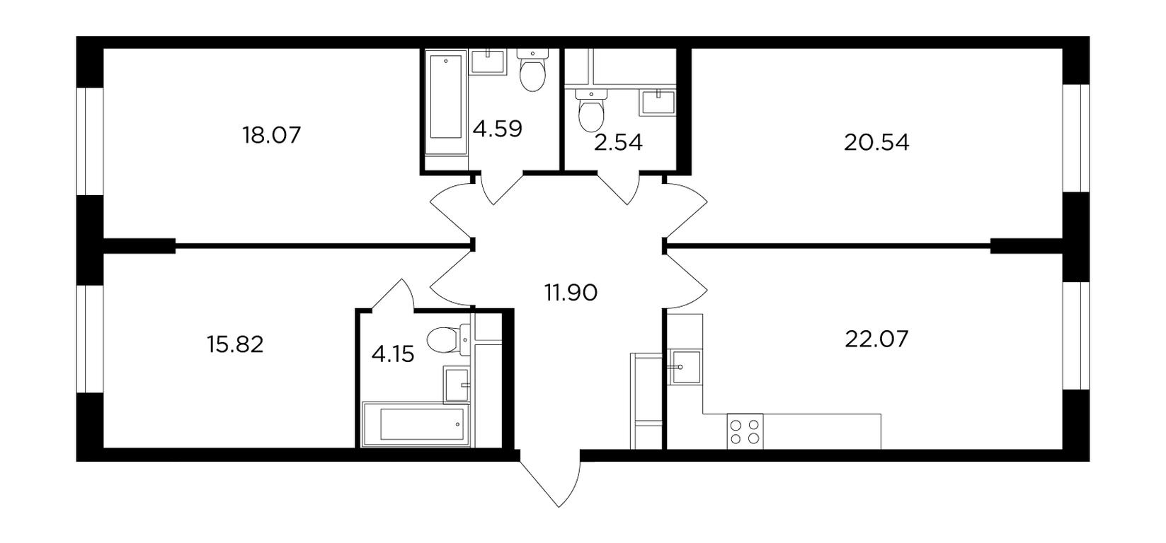 3-BD Apartment Sale, 99.6 sq. m. at KutuzovGRAD I, Ryabinovaya Street, 3к1, Moscow, Russia #1