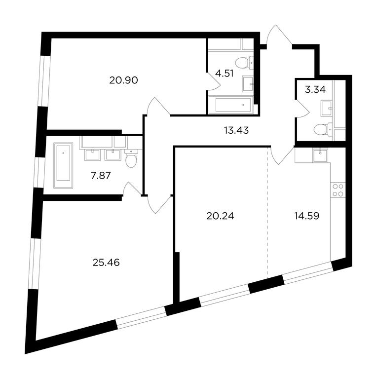 3-BD Apartment Sale, 110.3 sq. m. at KutuzovGRAD I, Ryabinovaya Street, 3к1, Moscow, Russia #1