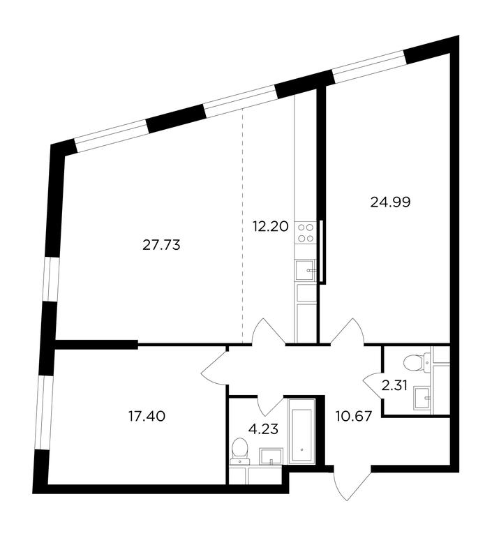 2-BD Apartment Sale, 99.5 sq. m. at KutuzovGRAD I, Ryabinovaya Street, 3к1, Moscow, Russia #1 2-BD Apartment Sale, 99.5 sq. m. at KutuzovGRAD I, Ryabinovaya Street, 3к1, Moscow, Russia #1