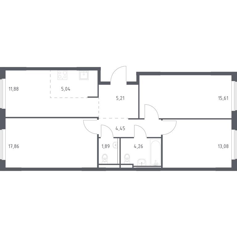 2-BD Apartment Sale, 79.28平方米 at Mytishchi Park, Silikatnaya ulitsa, 41к3, Mytischi, Moscow Region, Russia #1 2-BD Apartment Sale, 79.28平方米 at Mytishchi Park, Silikatnaya ulitsa, 41к3, Mytischi, Moscow Region, Russia #1