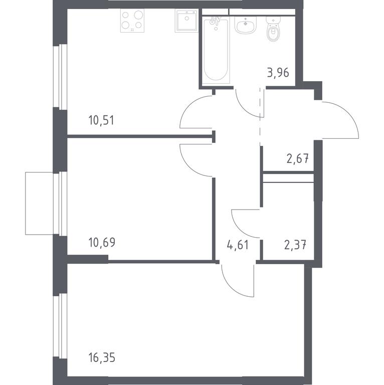 1-BD Apartment Sale, 51.16平方米 at Mytishchi Park, Silikatnaya ulitsa, 41к3, Mytischi, Moscow Region, Russia #1 1-BD Apartment Sale, 51.16平方米 at Mytishchi Park, Silikatnaya ulitsa, 41к3, Mytischi, Moscow Region, Russia #1