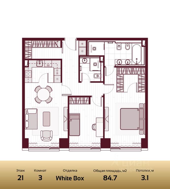 2-BD Apartment Sale, 84.7 sq. m. at Prime Park, Leningradskiy Avenue, 37, Moscow, Russia #1 2-BD Apartment Sale, 84.7 sq. m. at Prime Park, Leningradskiy Avenue, 37, Moscow, Russia #1