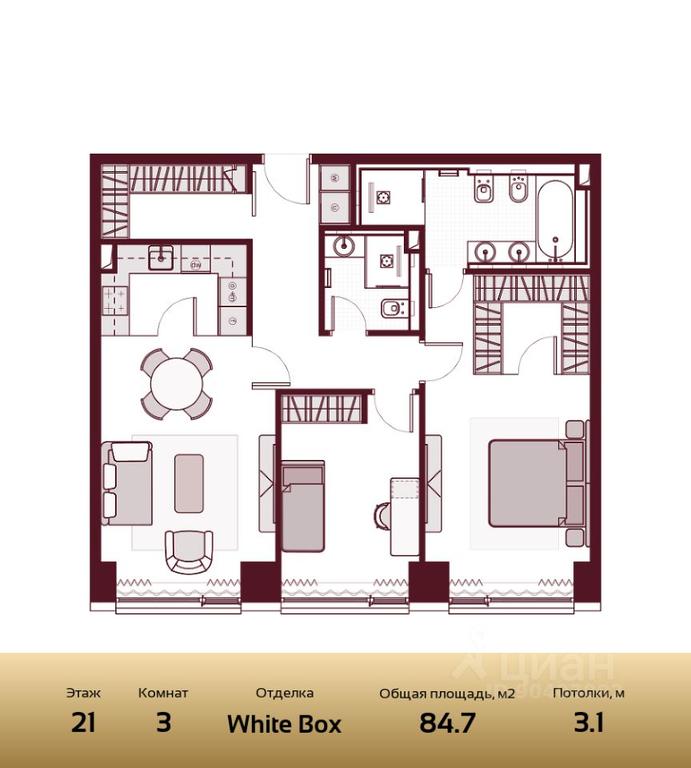 2-BD Apartment Sale, 84.7 sq. m. at Prime Park, Leningradskiy Avenue, 37, Moscow, Russia #2 2-BD Apartment Sale, 84.7 sq. m. at Prime Park, Leningradskiy Avenue, 37, Moscow, Russia #2