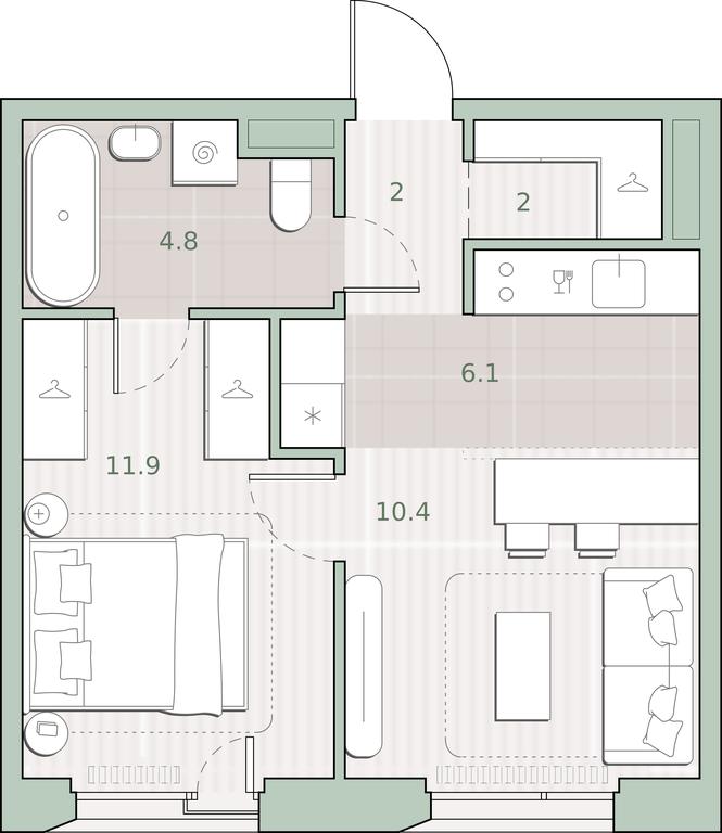 1-BD Apartment Sale, 37.2 sq. m. at Sreda na Lobachevskogo, Ochakovskoye Highway, Moscow, Russia #1