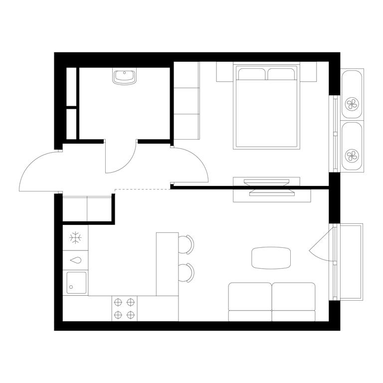 1-BD Apartment Sale, 36.5平方米 at Yauza Park, ulitsa Kolontsova, 4, Mytischi, Moscow Region, Russia #1