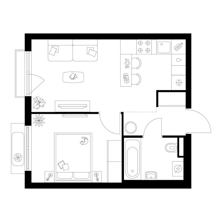 1-BD Apartment Sale, 34.5 sq. m. at Ilinskie Luga, Zapovednaya Street, 1, posyolok Ilyinskoye-Usovo, Krasnogorsk City District, Moscow Region, Russia #1