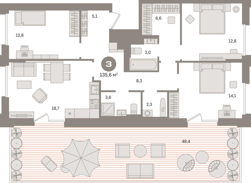 3-BD Apartment Sale, 135.6平方米 at Kvartal Gercena, zhiloy kompleks Kvartal Gertsena, Moscow, Russia #1 3-BD Apartment Sale, 135.6平方米 at Kvartal Gercena, zhiloy kompleks Kvartal Gertsena, Moscow, Russia #1