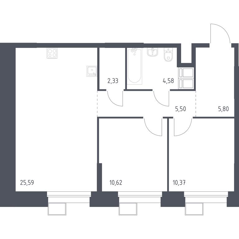 1-BD Apartment Sale, 64.52 sq. m. at Troparevo Park, Kiyevskoye shosse, 21-y kilometr, 3с4, Mosrentgen Settlement, Moscow, Russia #1 1-BD Apartment Sale, 64.52 sq. m. at Troparevo Park, Kiyevskoye shosse, 21-y kilometr, 3с4, Mosrentgen Settlement, Moscow, Russia #1