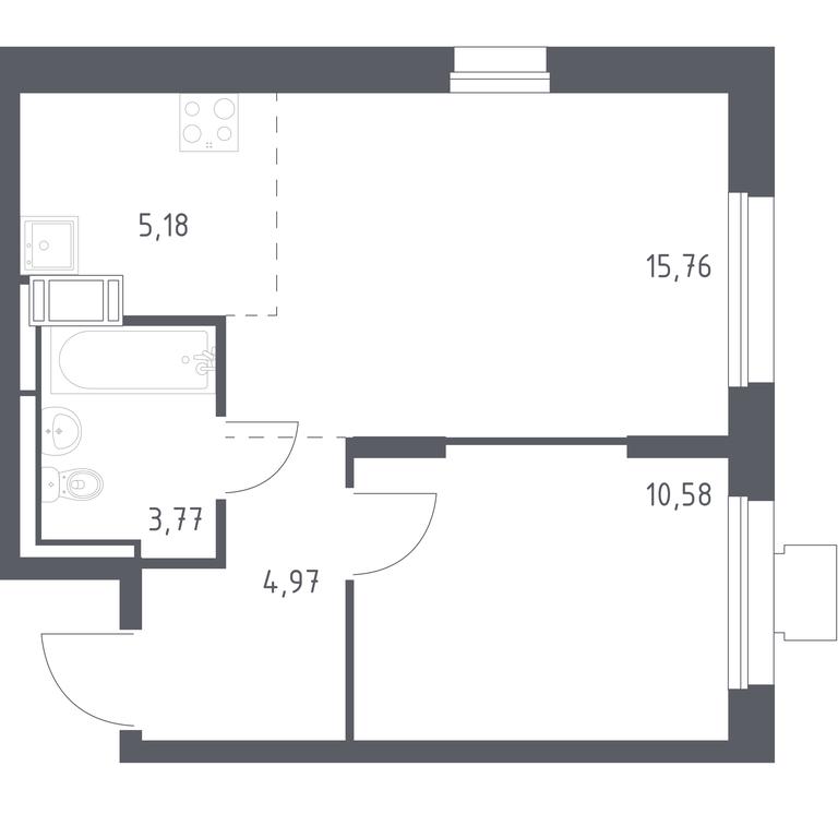Apartment Sale, 39.7 sq. m. at Tomilino Park, 1-y kvartal, posyolok Zhilino-1, Lubertsy City District, Moscow Region, Russia #1