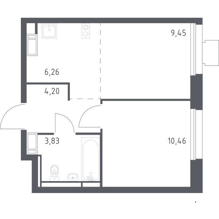 Apartment Sale, 33.7 sq. m. at Tomilino Park, 1-y kvartal, posyolok Zhilino-1, Lubertsy City District, Moscow Region, Russia #1