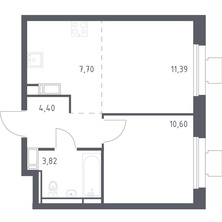 Продажа квартиры, 37,91 м² в ЖК «Томилино Парк», 1-й квартал, посёлок Жилино-1, городской округ Люберцы, Московская область, Россия #1