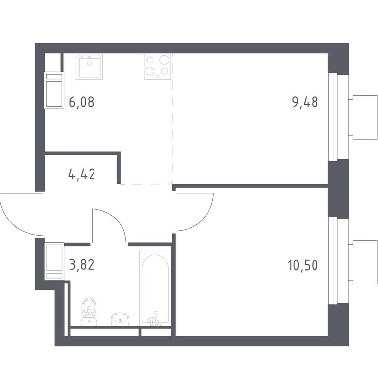 Продажа 1-комн. квартиры, 34,3 м² в ЖК «Томилино Парк», 1-й квартал, посёлок Жилино-1, городской округ Люберцы, Московская область, Россия #1