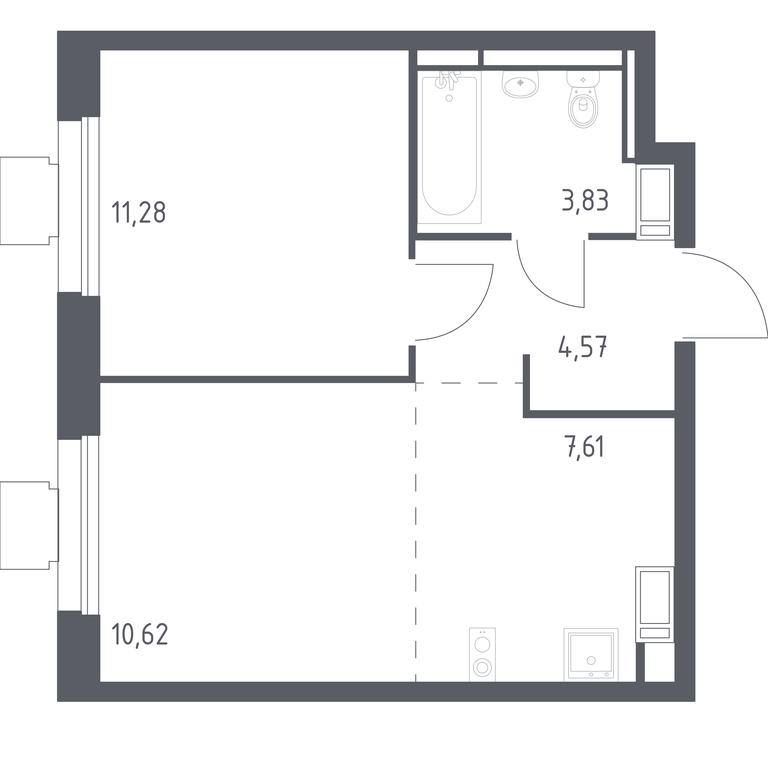 Apartment Sale, 37.4 sq. m. at Tomilino Park, 1-y kvartal, posyolok Zhilino-1, Lubertsy City District, Moscow Region, Russia #1